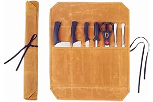 Denifiter 16 OZ Robustes strapazierfähiges gewachstes Segeltuch, 7 Fächer Messerkoffer (Khaki)