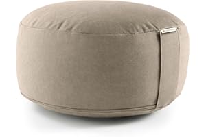 Lotuscrafts® Meditationskissen mit 15 cm Sitzhöhe, Yoga Kissen mit Dinkelfüllung, Yogakissen Rund, Bodenkissen Rund, Yogakissen Meditationskissen, Yogakissen Bezug waschbar, GOTS Zertifiziert