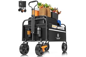 KESSER® Carrello Pieghevole Carrello a Mano Carretto da Trasporto | incl. 2 Tasche a Rete | Pieghevole | Ruote in PVC | capacità di carico Fino a 80 kg Carretto da Trasporto