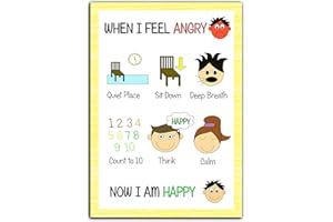 kids2learn Children's When I Feel Angry A4 Poster - Calm Down Time Out Autism ADHD Home School Nursery Display Sign