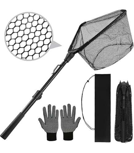 Fladen Maxximus Kescher Faltbar – Für Hecht & Boot, 60x50x75 Cm, Gummiertes Netz – Mit 90 Cm Stangengriff