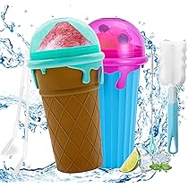Tazza Slushy Maker Portatile - 500 Ml In Silicone Per Granite Fatte In Casa | Con Cucchiaio-Cannuccia 2 In 1 | Colore Blu - Foto 7