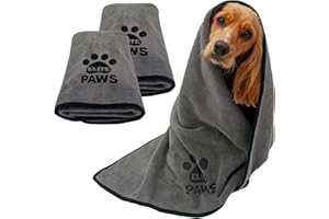 Elite Paws® UK: Ultra-Absorbent Dog Towels, Thick, All-Season - Extra Soft Microfibre, Large 140x70cm, For Muddy Paws, Bath, Grooming, Puppy & Adult Pet Blanket, Durable, Machine Wash & Dry - 2 Pack