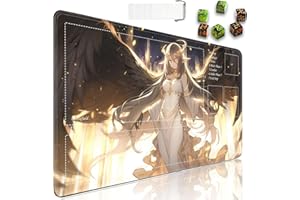 JVGFYNKL TCG Spielmatte, Spielmatte mit Zonen, 61 x 35,6 cm, rutschfestes Gummi für MTG-Spielmatte mit Kordelzug, Reisetasche und 6 Würfel, Anime-Engel für MTG-Matte, Kartenspiel-Spielmatten
