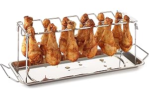 Barbecook support pilons de poulet en inox pour 12 cuisses de poulet, support pour barbecue, 37.5x15.5x2cm, Argent