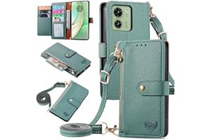 MOJIA Custodia per Motorola Edge 40, Alta qualità Pelle Flip Portafoglio Cover per Telefono, Multifunzione Porta Carte con Tracolla Custodia. Verde
