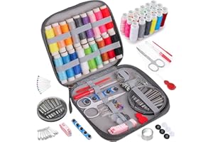 Coquimbo Kit de Costura con 85 Costurero Accesorios, Incluye 18 Bobinas de Hilo, Mini Kit de Costura Completa para Principiantes, Viajeros, Niños y Amigos en Casa, Viajes y Emergencias(Gris)