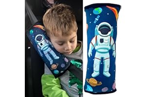 HECKBO - Astronaut Space Car Seatbelt Pillow for Kids - Machine Washable, Ergonomic Neck Support - Child Car Seat Belt Clip Cover - Size: 30x12cm