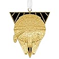 Hallmark Premium Golden Millennium Falcon Ornament, Star Wars Tree Decoration, Hanging Ornament, Collectable Star Wars Ornament, Christmas, Birthday, Gold