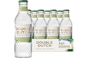 Double Dutch Elderflower Tonic Water | Low Calorie Diet Tonic Water | 100% Natural Ingredients | Gluten Free, Vegan Friendly Premium Mixer Perfect For Gin, Vodka & Cocktails | 24 x 200ml Bottles