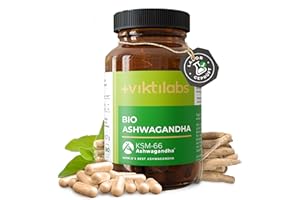 ‎VIKTILABS Bio Ashwagandha Kapseln - Für innere Ruhe & Ausgeglichenheit - Hochdosierter Vollspektrum-Wurzelextrakt mit Withanoliden - Traditionell gewonnen & vegetarisch (1er Pack)