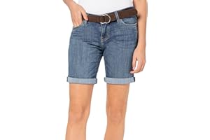 Sublevel Damen Jeans Bermuda-Shorts mit Veloursleder Gürtel