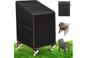 MUPAS Pokrowiec na krzesła ogrodowe, pokrowiec na krzesła ogrodowe, wodoszczelny, odporny na warunki zimowe, pokrowiec ochronny na krzesła układane w stos, pokrowiec na krzesło z wysokim oparciem