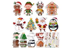 BOOMTOP Adesivi Natalizi Fai Te per Bambini Lavoretti Creativi Artigianato Fai Natale Pupazzo Renna Albero Ciondoli Giochi