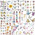 Qpout 180 pz Tatuaggi flash per bambini, flash tatuaggi temporanei fata/principessa disney/farfalla/adesivi tatuaggio animali