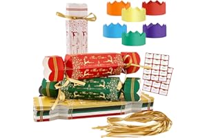 Hafuvool Christmas Crackers 30 Pack, Make Your Own Christmas Crackers Kit with Ribbons, Jokes and Paper Hats, DIY Luxury Xmas Crackers Bulk