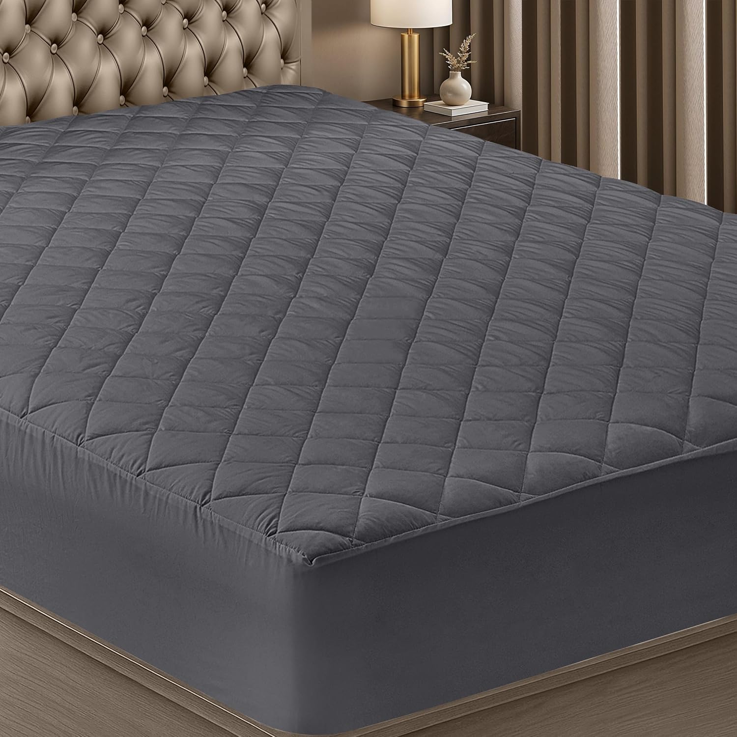 Utopia Bedding Quilted Fitted Mattress Protector Double Bed Fitted Sheet Stretch Fitted Sheet Extends to 40cm Deep Machine Wa