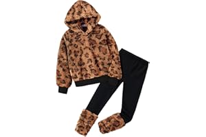 Arshiner Ragazza Set di Abbigliamento Invernale Bambine Felpa con Leggings Set Caldo e Morbido Due Pezzi Completi e Coordinati per Ragazze 5-14 Anni
