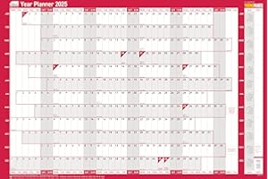 Sasco 2025 Yearly Wall Planner Set, Board Mounted Whiteboard Style Dry Erase Calendar, Large Wall Planner with Dry Erase Pen & Stickers, Wall Chart & Office Notice Board, Blue, 915 x 610mm, 2410238