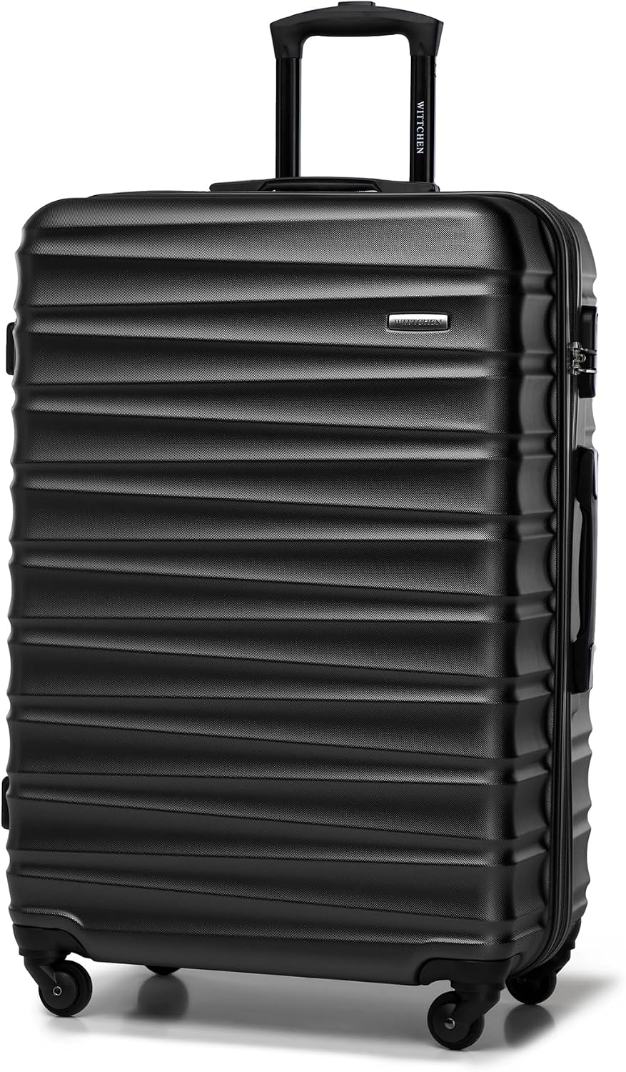 WITTCHEN Maleta Grande Trolley ABS rígido para facturación con 4 Ruedas giratorias Cerradura de combinación asa telescópica Groove Line Negro Ryanair/Vueling/Iberia/easyJet/Iberia Express