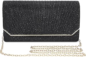 Asvert Pochette Donna, Borse Clutch, Borsa a Tracolla, Bustina Portatutto Donna, Borse da Sera Pelle per Ballo di Fine Anno, Festa (Nero)