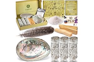 FAMKEEP Räucherset,Salbei Räuchern,Weißer Salbeis Zum Räuchern 3 Bündel,3 Wurzeln Palo Santo,Abalone-Muschel, Salbei Räuchern zur Energetischen Reinigung,Beseitigt Negative Energien