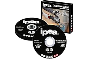 IPEA Dischi da Taglio in Metallo e Acciaio Inossidabile - 10 Pezzi - Disco per Smerigliatrice Angolare e Flessibile - Lame da Taglio per Metallo, Ferro, Alluminio - Misure 115 x 1 x 22 mm