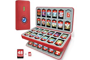 PALPOW Switch 2 Spiele Aufbewahrung Box, Switch Game Card Case Kompatibel mit Nintendo Switch Spielen & Micro SD Karten, Switch Kartenbox Hülle mit 48 Spielkarten Speicherplatz - Rot