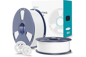 SUNLU PLA+2.0 Filament 1.75mm 1KG*2, Ulepszony filament PLA Plus do drukarek 3D, Mocniejszy i bardziej wytrzymały, Szybki filament PLA+ do Drukarki 3D, Szpula 1 kg, łącznie 2 KG, Biały+Biały