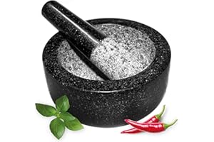 Andrew James Premium Granite Pestle and Mortar Set, 16cm, Ideal for Grinding Herbs, Spices, Nuts, Crushing Seeds, Perfect Pesto & Marinades Sauces, Large 16cm x 8cm, Essential Kitchen Accessory