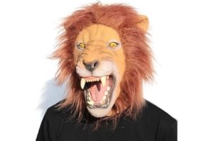 CreepyParty Fiesta de Disfraces de Halloween Máscara de Látex de Cabeza de Animal León