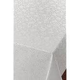 Fantastik Elyaf Astarlı Pvc Masa &Ouml;rt&uuml;s&uuml; Silinebilir Sıvı Ge&ccedil;irmez Leke Tutmaz &Ccedil;i&ccedil;ek Desenli Beyaz, 140x180cm