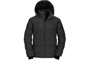 Wantdo Chaqueta Cálida de Invierno Chaqueta con Capucha Ajustable Desmontable Parka Acolchada Chaqueta de Trabajo al Aire Libre Repelente al Agua Hombres