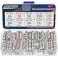 AUKENIEN Fuses Assorted Household UK 8 Values 100 Pcs BS1362 1A 2A 3A 5A 7A 10A 13A 240V 6.3x25 MM BS646 1A 5x20MM 1 2 3 5 7 10 13 Amp BS Ceramic Fuse Pack Mixed Assortment Kit for Mains Shaver Plug