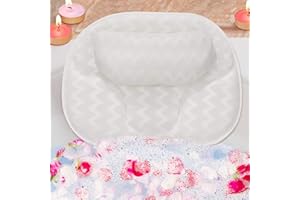 BOSSJOY 3D Mesh Bath Pillow Ergonomic Bathtub Spa Pillow with 6 Powerful Suction Cup for Neck Should Back Support, Cushion Pillow Non-Slip with Suction Cups, Fits All Bathtub, Hot Tub and Home Spa