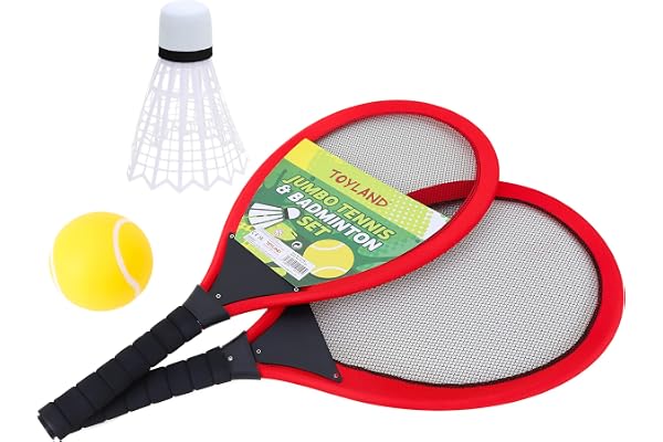 Toyland 65cm Jumbo Tennis & Badminton Set - 2 Raquettes Géantes avec Volant Géant & Balle de Tennis Géante