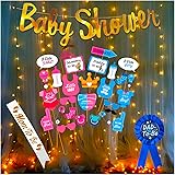 Party Propz Baby Shower Decorations Material Set - 35Pcs Items Banner, Photobooth, Sash, Badge With Fairy Led Light Set For M