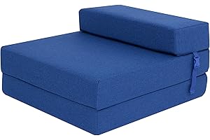 SAPPHIRE Single Z Bed Sofa Chair for Living Room Comfy Portable and Light Weight Fold Out with Waterproof Removable Cover Z Bed Futon Mattress | Single Mattress ZBed | Floor Mattress For Adults (Navy)