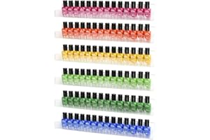 FFowcye Nail Polish Organiser Wall Mounted, 6 Pack Clear Nail Varnish Wall Rack, Acrylic Display Shelves Stand Holder for Paint Tattoo Ink Essential Oil Holds Up to 90 Bottles,15 Inch