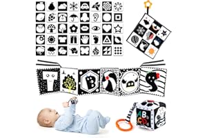 YADODO Jouet Bebe 0-12 Mois Livre Tissu Bébé Eveil Montessori Noir et Blanc Livre Carte Noir et Blanc Bebe Montessori Livre Eveil Bebe
