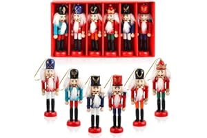 WDJLNZB Figura de cascanueces de soldado, 6 unidades de cascanueces de madera, pintado a mano, figuras colgantes de madera, adornos decorativos para fiestas tradicionales