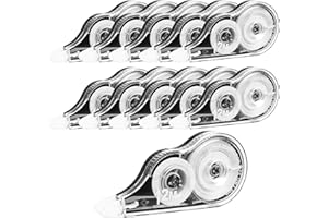 Jewan 10 Piezas Cinta Correctora,12m x 5 mm Cintas Correctoras Roller Pocket con Tapa Protectora,Ideal para Material Escolar y Papeleria Oficina,Útil para Borrar y Escribir de Inmediato