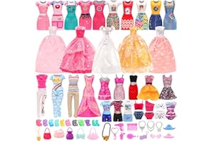 Miunana 58 Pezzi Per 11.5 Pollici 30 cm Bambola: 2 Vestiti Da Sposa + 2 Abiti + 2 Pantaloni + 2 Costumi Da Bagno + 12 Vestiti Moda + 10 PCS (20 Pezzi) Scarpe + 18 Accessori (Consegna Casuale)