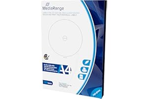 MediaRange Etykiety na CD|DVD|BD, 15-118 mm, wysoki połysk, 100 sztuk w opakowaniu