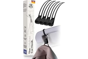‎CAR HOOK Car Hook Der sicherste Auto Haken - nicht nur für die Kopfstütze, für den gesamten Innenraum, das Must Have Auto Reise Zubehör hält Jacken & Taschen, Auto Gadgets für Frauen & Männer, 4x Haken Schwarz