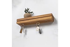 AE Günther® Schlüsselbrett Holz mit Ablage - Schlüsselboard mit Magnet - Schlüsselhalter Key Organizer Wand Aufbewahrung Wall (Mit Magnet)