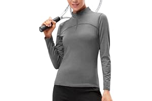 Evolyline Damen Langarmshirt 1/4 Reißverschluss Pullover Damen, Sportshirt Langarm Laufshirt Atmungsaktiv thermoshirt, Funktionsshirt Langarm Stehkragen Sportoberteile