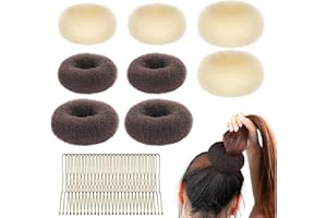 Ninnyi 28 PCS Hair Bun Donut Sets, 8 Hair Doughnuts for Buns with 20 Hair Pins, Hair Padding Donuts Maker