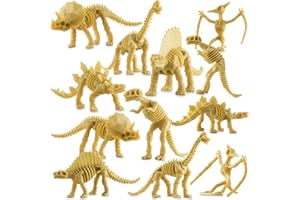 Bedwina Dinosaur Fossil Skeleton - (Pack of 24) 3.7 Inch Assorted Plastic Dino Figure Bones for Kids Science Dig Kit, Sensory Bins, Digging Sandbox Play Toys, Dinosaur Party Favors, and Decorations