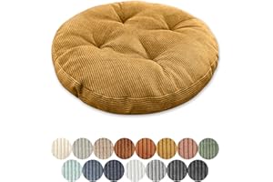 Lsjoaw Cojín redondo de 30 cm de grosor, 6 cm, 1 unidad, cojín de suelo, redondo, cojín para silla, para salón, oficina, sala de conferencias, tejido de pana (marrón-amarillo)